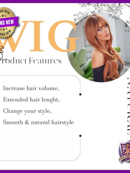 Long Curly Layered Human Hair Wig Heat Resistant Glueless Bangs